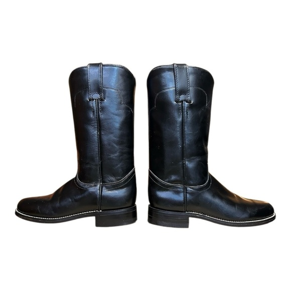 TONY LAMA Black Leather Western Roper Cowgirl Boots Rodeo Style 7501L sz 4B - Picture 4 of 10